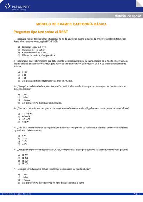 Ejemplos De Examen De Rbt