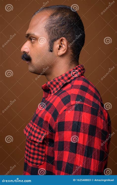 Closeup Profile View Of Indian Hipster Man With Mustache Stock Image Image Of Head Hipster