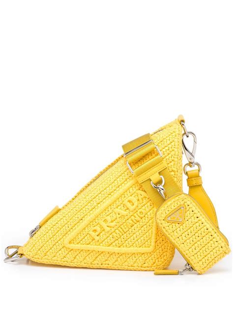 Prada Raffia Triangle Shoulder Bag Farfetch