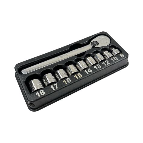 Snap On 10 Pc 38 Drive 6 Point Metric Flank Drive® Low Profile Ratchet Socket Set 210rafsm