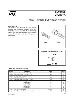 2N2905A Datasheet PDF - STMicroelectronics