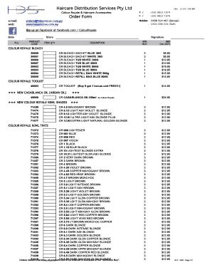 Fillable Online Hds Order Form V I Xlsm Haircare Distribution