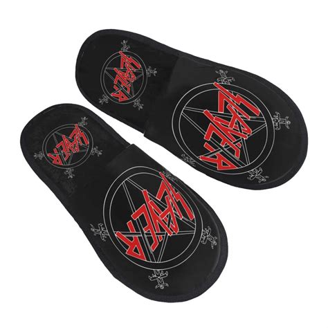 Custom Heavy Metal Rock Slayers Logo Soft Memory Foam House Slippers