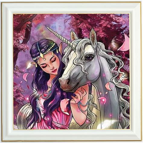 Diamond Painting Princesse Et Licorne 40 X 40 Cm Lartera