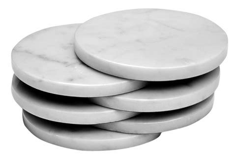 Set of 6 - White Marble Stone Coasters Polished Coasters 3.5 Inches (9 – CraftsOfEgypt