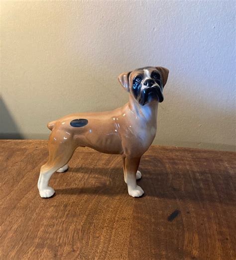 Vintage Dog Figurine Coopercraft Boxer Original Sticker Etsy