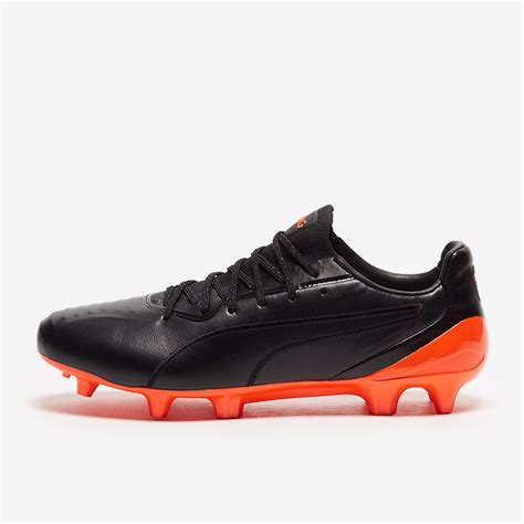 Puma King Platinum FG AG Black Shocking Orange Firm Ground Mens