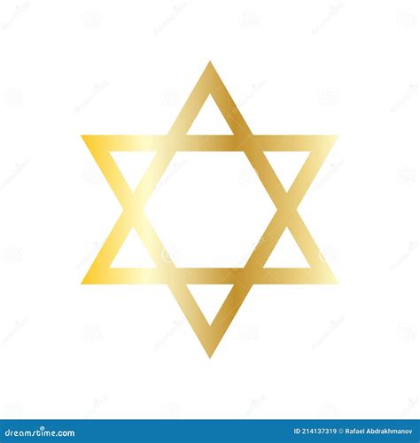 Golden Six Pointed Star Of David Icon Vector Hexagram Solomon Symbol Stock Vector