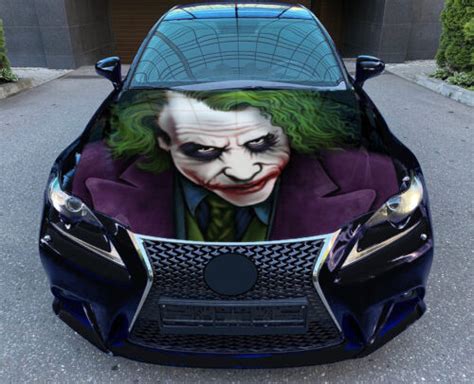 Joker Car Hood Wrap Full Color Vinyl Decal Villain Sticker Fit Any Car