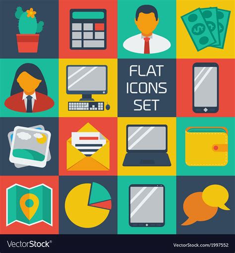 Flat colorful icons set Royalty Free Vector Image