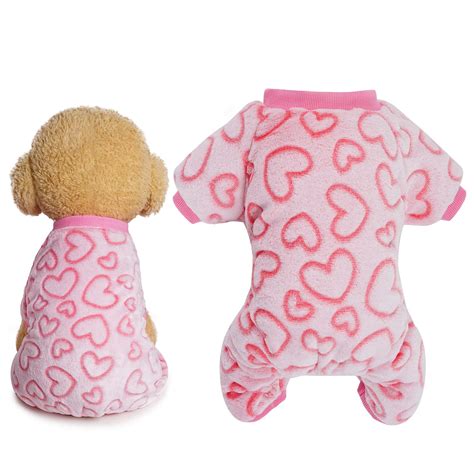 Dxhycc Fleece Dog Pajamas Cute Dog Heart Pajamas Puppy Jumpsuit Pajamas