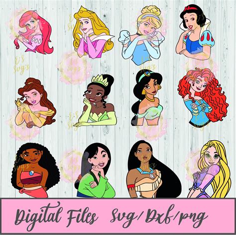 Disney Princess Bundle Svg Bundle Files For Cricut Etsy