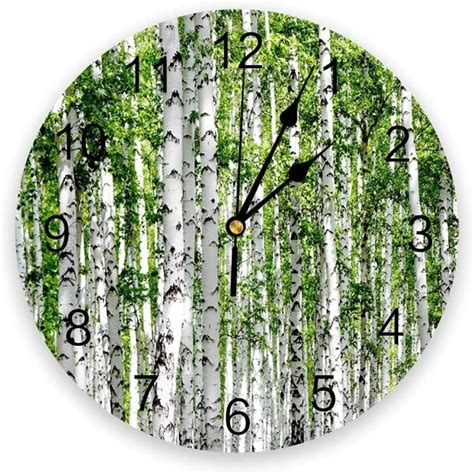 Horloges murales pour Salon Moderne Plante Bouleau Arbre Vert Forêt