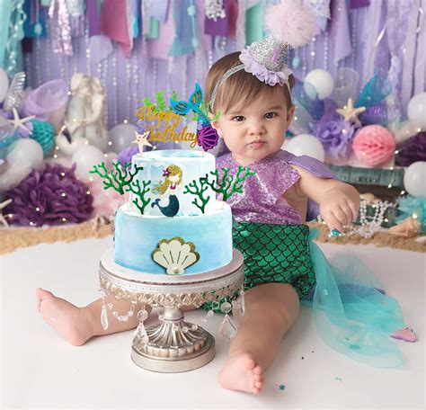 Party Propz Glitter Mermaid Birthday Cake Topper Happy Birthday Cake