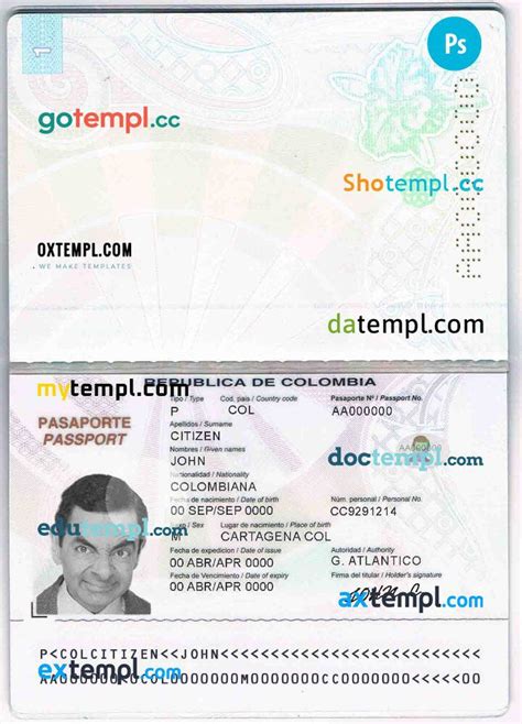 Colombia passport template in PSD format, 2015-2018 by doctemplpass - Issuu