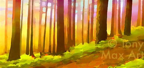 Western Woods Trail Panorama Nature Art By Painter Tony Max