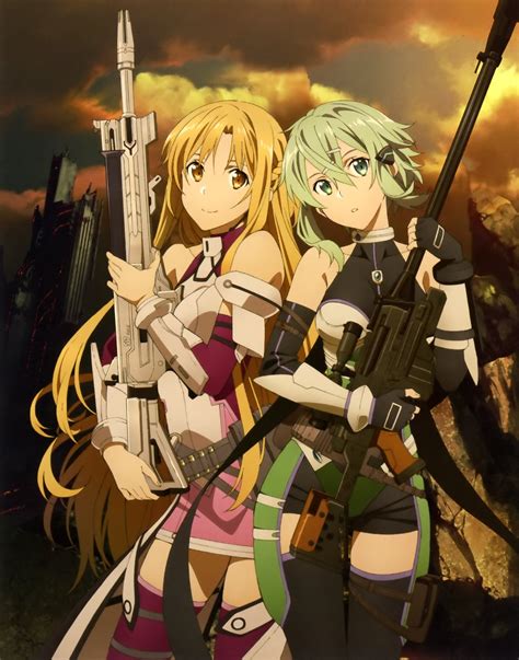 Asuna And Sinon In Fatal Bullet Outfit Now In Clear Art R Swordartonline