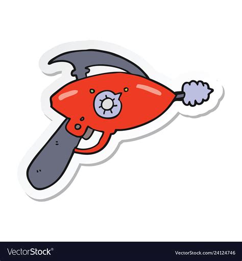 Sticker of a cartoon ray gun Royalty Free Vector Image