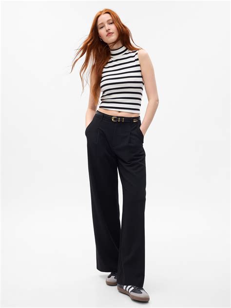 High Rise Pleated Wide Leg Trousers Gap