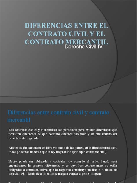 7 Diferencias Entre El Contrato Civil Y El Contrato Mercantil Pdf