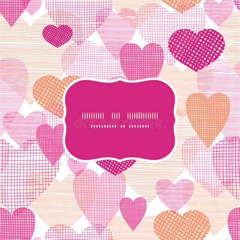 Textured Red Hearts Horizontal Seamless Pattern Stock Vector