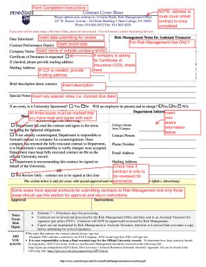 Fillable Online Controller Psu Contract Cover Sheet Office Of The