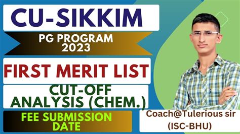 Cu Sikkim First Merit Selection List Sikkim University Pg Admission Cut Off Cuet Pg