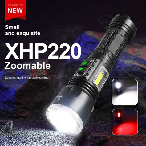 Torchlight Upgrade XHP220 Powerful LED Flashlight Rechargeable Torch