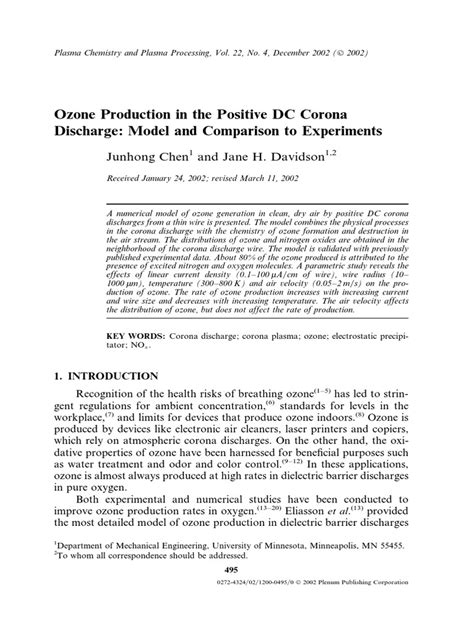 Production of Ozone | PDF | Plasma (Physics) | Ozone