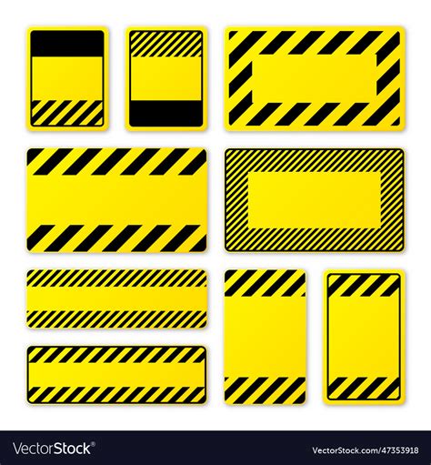 Various Blank Yellow Warning Signs With Diagonal Vector Image