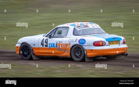 Geoff Gouriet in his 2004 Mazda MX5 during the 2023 Snetterton Stage Rally, Norfolk, UK Stock ...