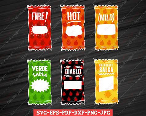 Taco Sauce Packets Hot Sauce Svg Without Sayings Taco Svg Hot Sauce Bundle Halloween Costume