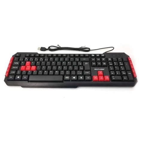 Teclado Gamer Multilaser Tc Red Keys Multim Dia Usb Preto E