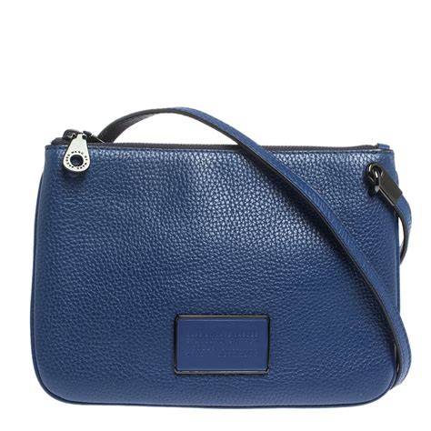 Marc By Marc Jacobs Royal Blue Leather Ligero Double Percy Crossbody