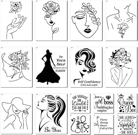 Amazon Zonon 16 Pieces Women Theme Stencils Canvas Painting