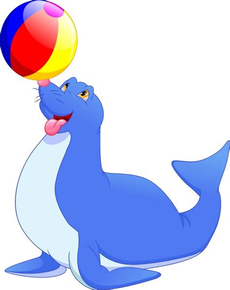 Premium Vector Circus Seal Playing A Ball