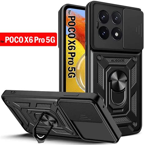 Armor Funda For Poco X Pro Case Slide Camera Ring Stand Protection