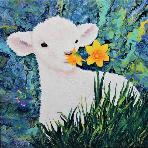 Baby Lamb Painting by Tanya Harr - Pixels