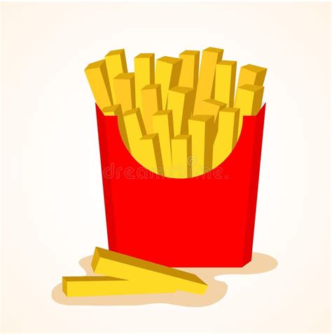 Batatas Fritas Na Caixa Vermelha Ilustra O Do Vetor Ilustra O Do