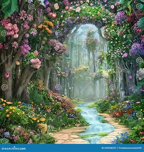 Illustration Of A Fairytale Forest Mysterious Fantasy Charm Place