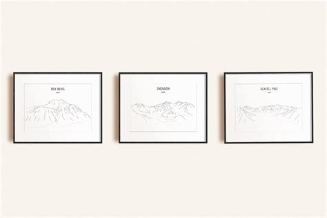 Three Peaks Challenge Line Art Print Set In From The Wild