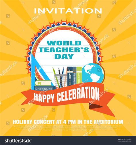 Vector Illustration Invitation World Teachers Day Stock Vector Royalty Free 487271395