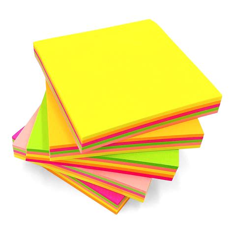 Sticky Notes Neon Multi Coloured 3 X 3 76mm X 76mm 100 Sheets