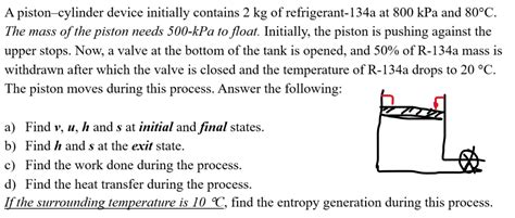 Solved A Piston Cylinder Device Initially Contains Kg Of Chegg