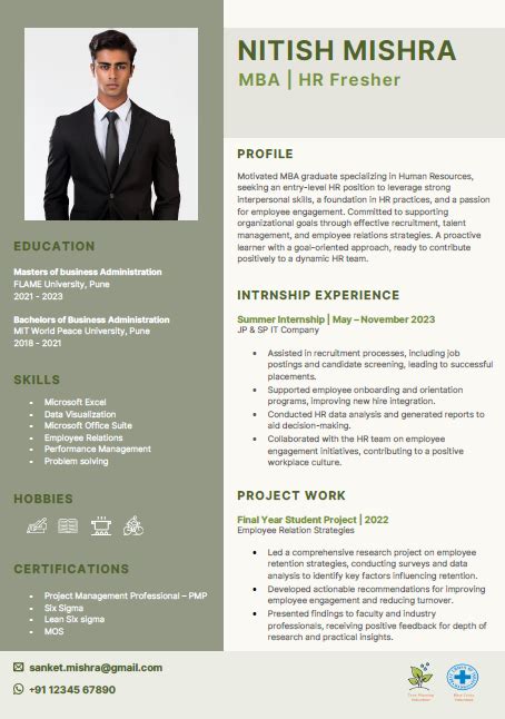 Bba Fresher Best Resume Format