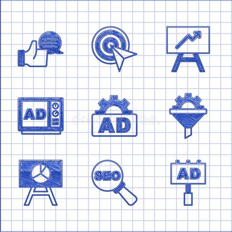 Set Advertising Seo Optimization Sales Funnel With Gear Board Graph