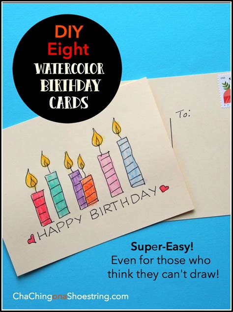 8 Super Easy Diy Watercolor Birthday Cards Cha Ching On A Shoestring™