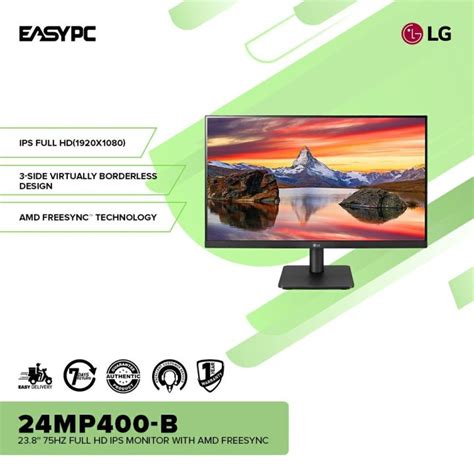 NEW EasyPC LG 24MP400 B 24 Inch 75HZ IPS Monitor With AMD FreeSync