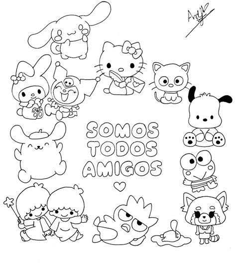 Hello Kitty Y Sus Amigos Para Colorear Hello Kitty Para Colorear