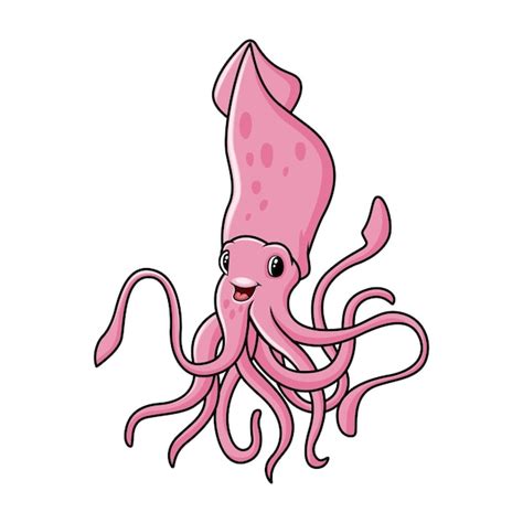 Premium Vector Cute Funny Squid Cartoon A Smile